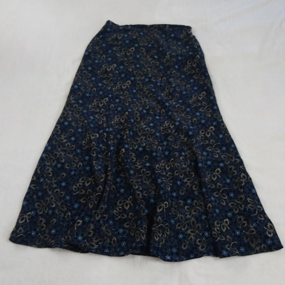Boho Blue Floral Flowy Ruffly Skirt